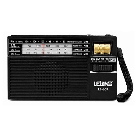 Rádio Portátil Lelong LE-607 AM/FM/SW Preto