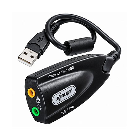 Adaptador Placa Som USB Knup HP-T130 com 2 Saídas