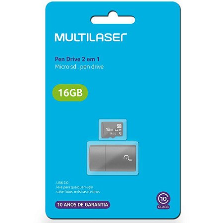 Leitor USB+Cartão Memória MultilaserMC162C10 16GB