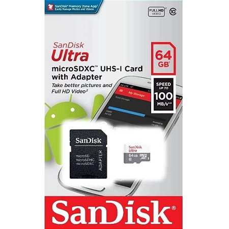 Cartão Memória Micro SD SanDisk Ultra C10 64GB