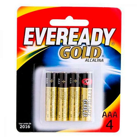 Pilha Alcalina AAA A92BP-4 Eveready Gold com 4