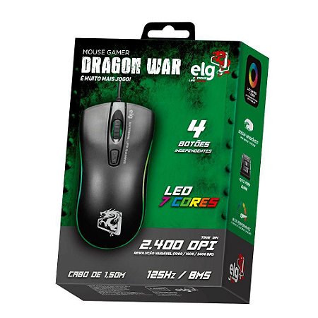 Mouse Gamer com Fio ELG MGDW Dragon War 2.400DPI