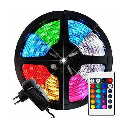 Fita Led Colorida RGB Com Fonte 5 Metros