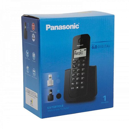 Telefone Panasonic Sem Fio ID KX-TGB110LBB Preto.