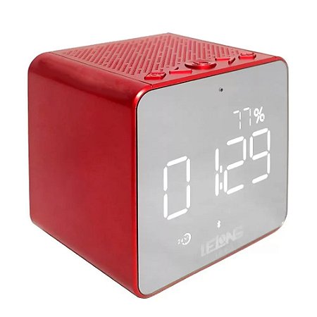 Rádio Relógio Caixa de Som Lelong LE-673 Vermelho