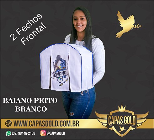 Capa de Gaiola  2 Fechos Frontal Coleiro Baiano Peito Branco - Cor Branca