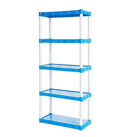 Estante Modular Plástico Azul Com 5 Prateleiras Multiuso