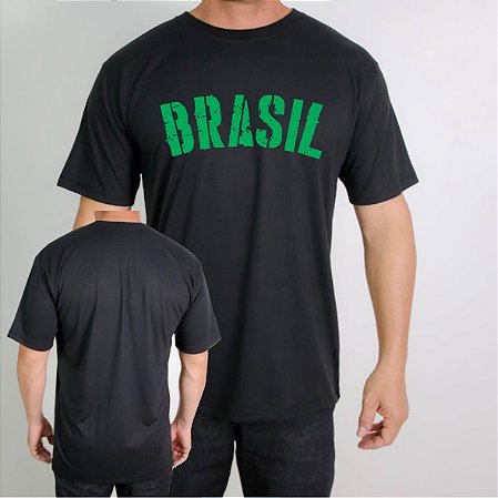 Camiseta Brasil Preta Com Verde