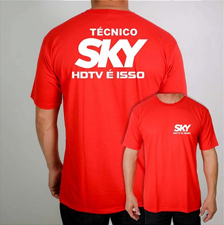 Camiseta Sky HDTV técnico Vermelha