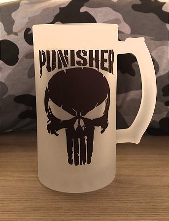 Caneca de Vidro jateado Justiceiros