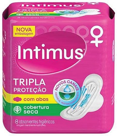 Absorvente Intimus Tripla Proteção Cobertura Seca com Abas com 8 unidades