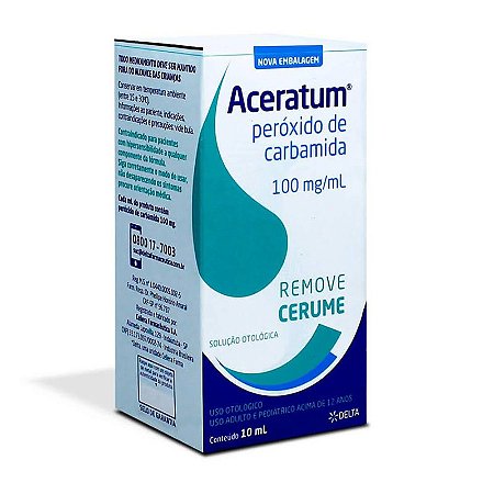 Aceratum 100mg/mL, caixa com 1 frasco gotejador com 10mL de solução de uso otológico