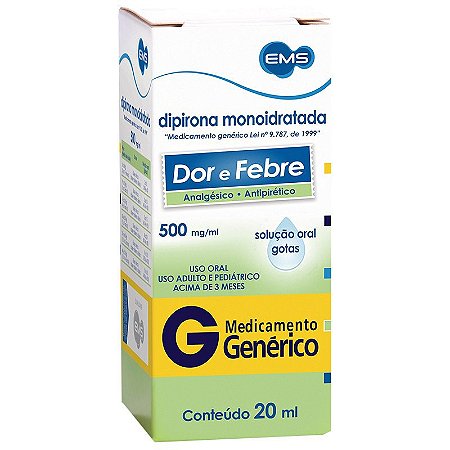 Dipirona 500mg/ml Solução Gotas 20ml EMS