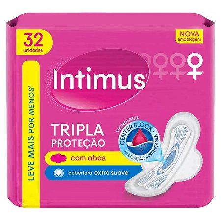 Absorvente Intimus Tripla Proteção Cobertura Suave com Abas com 32 unidades