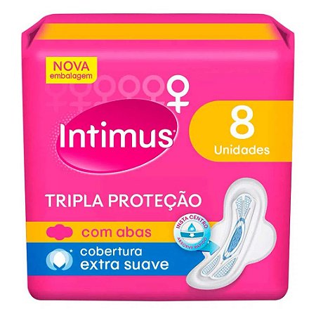 Absorvente Intimus Tripla Proteção Cobertura Suave com Abas com 8 unidades