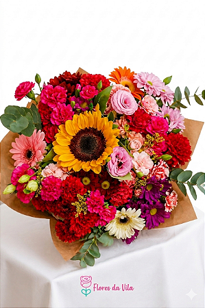 Buquê Harmonia Solar Mix de Flores Nobres e Girassóis
