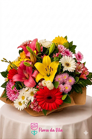 Buquê Allegra Sinfonia de Lírios e Flores Nobres