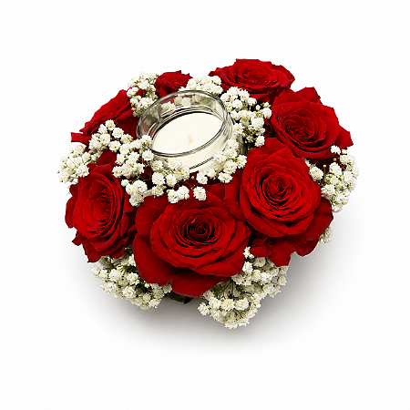 Arranjo Lumière Rosas Colombianas & Vela Aromática Premium