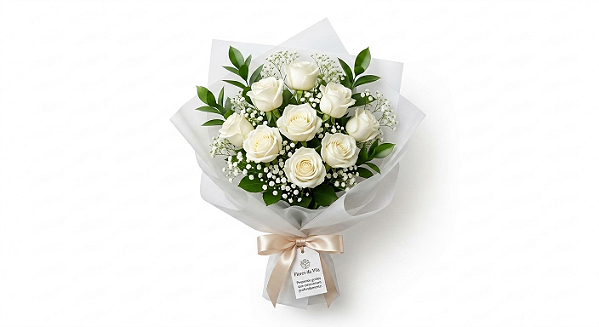 Buquê Blanc Essence 9 Rosas Brancas