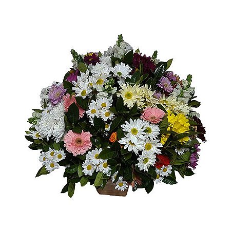 ARRANJO FLORAL ALTO MARGARIDAS COLORIDAS - SIMPLES