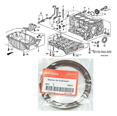 Retentor Do Volante Motor Traseiro  Civic 2002 A 2015 CR-V - 2002-2012 Fit - 2007-2013 HR-V - 2016-2019 Accord 1995-2012 ( 04 E 06 cilindros) 80X98X10