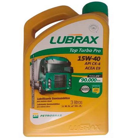 Óleo Semissintético Sae 15w40 Lubrax Top Turbo Pro 3 Litros - DIESEL -  INDICADO PARA VEICULOS EM SERVICOS RODOVIARIO / URBANO OU FORA DE ESTRADA / TAIS COMO:  CATERPILLAR / CUMMINS / FORD / GMC / IVECO / DAF