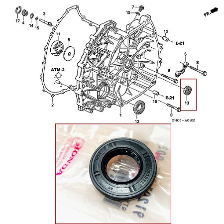 Retentor do Eixo Piloto  Fit CVT 2004 a 2008 19X37X7 - BH6355E