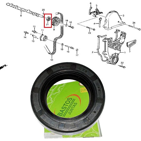 Retentor do comando válvulas Polia Civic 1.5 /1.6/1.7 1991 Ate 2005 29X45X8  	91213-P. 30130-PAA-A00