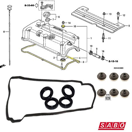 Junta Tampa Válvulas  	CIVIC	SI 2.0L 16V DOHC L4	2007 a 2011 - K20