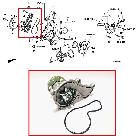 BOMBA DÁGUA COMPLETA PARA CIVIC 2.0 CRV 2007-2010 ACCORD 2.0