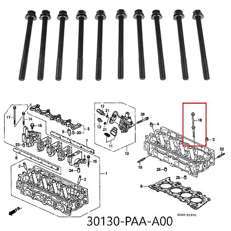 Kit com 10 Parafusos do Cabeçote  Civic 1996 a 2000