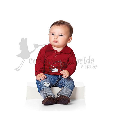 Camisa Polo Manga Longa Bebê Menino Dino - Kiko Baby - Moda Infantil |  Cegonha Colorida