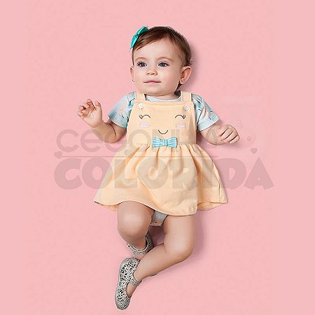 Conjunto Body e Salopete Bebê Menina Kiko Baby