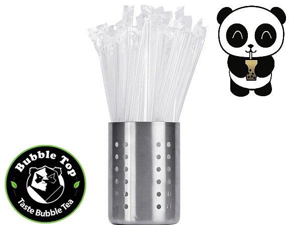 100 canudos para Bubble Tea - Biodegradáveis -Transparente com chanfro