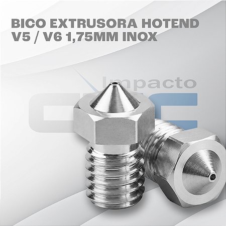 Bico Extrusora Hotend V5 / V6 1,75mm - Nozzle 0.6 mm - Inox