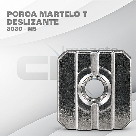 Porca Martelo T Deslizante 3030 - M5 - Aço Carbono Niquelado