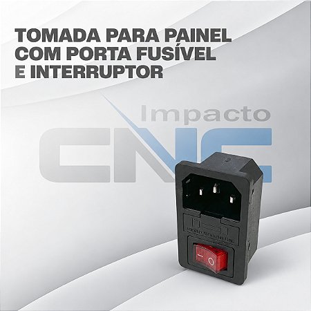 Tomada Fêmea Com Porta Fusível Interruptor Painel