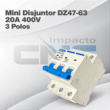 Mini Disjuntor DZ47-63 400v 20A - 3 polos