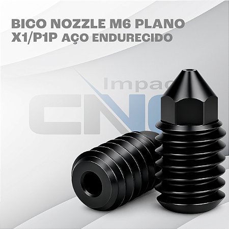 Bico Nozzle 0,4mm M6 Plano X1/P1P - Aço Endurecido