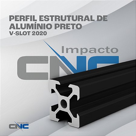 Perfil Estrutural de Aluminio Preto V-slot 2020 - 500mm