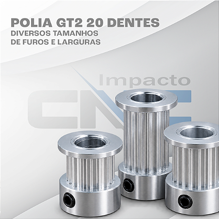Polia GT2 20 Dentes, Furo 8mm, P/ Correia 6mm