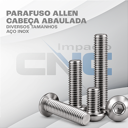 Parafuso Allen Cabeça Abaulada - ISO 7380 0,70 - M4 x 10mm - Aço Inox (50 unidades)