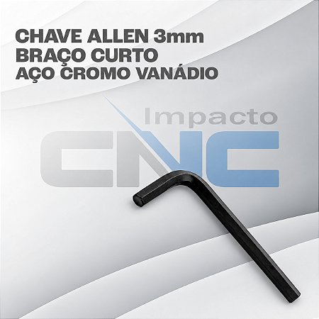 Chave Allen Braço Curto 3mm - Aço Liga