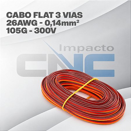 Cabo Flat 105G 300V 3 Vias 0,14mm2 - 26AWG