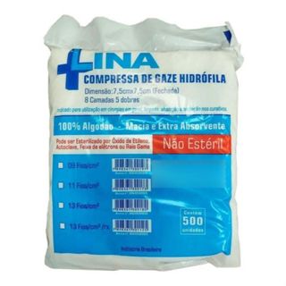 3 PCT  DE Compressas De Gaze 9 Fios C/ 500 Unidades Não Esteril Lina