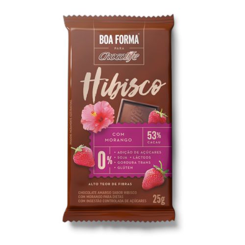 Chocolife 53% Boa Forma Hibisco c/ Morango 25g