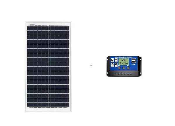 Kit Painel Solar 30w Policristalino Resun + Controlador 30A