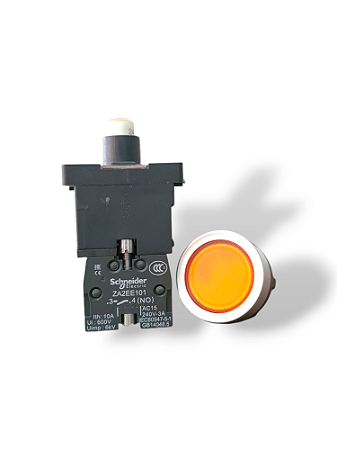 BOTÃO 22MM PLÁSTICO ILUMINADO LED 220 VCA LARANJA 1NA
