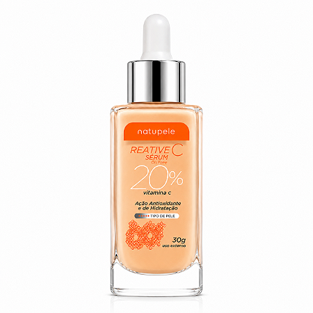 Sérum Facial Vitamina C 20% Reative C Natupele 30g Oil Free Anti-Idade Clareador