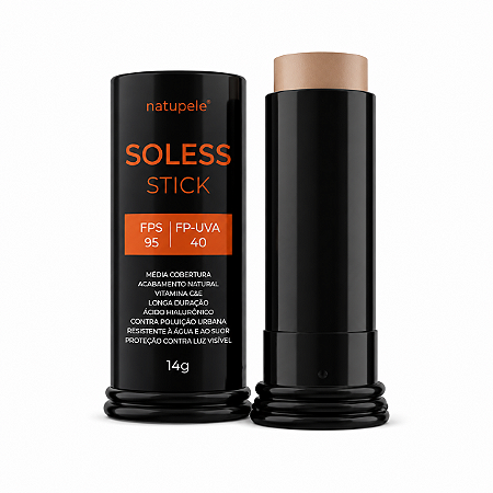 Protetor Solar Facial Stick com Cor FPS 95 Bege Médio Natupele 14g Resistente à Água UVA UVB